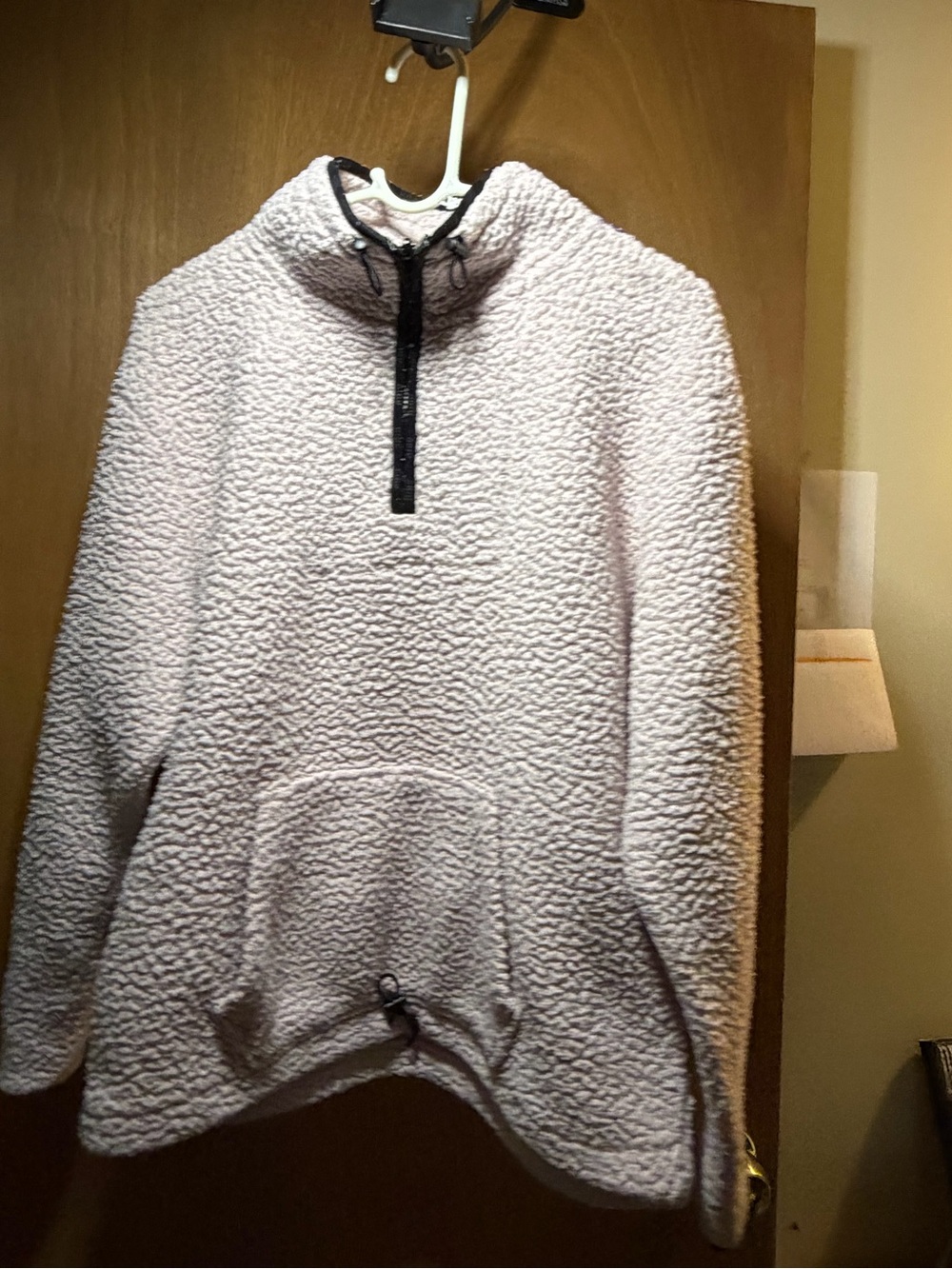Woman’s pink Victoria secret Plush Quarter-Zip Sherpa Pullover Sweater